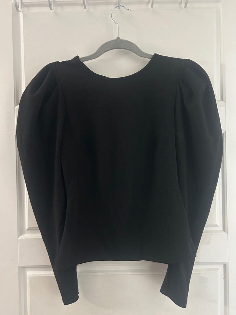 Black Puff-Sleeve Women's Top